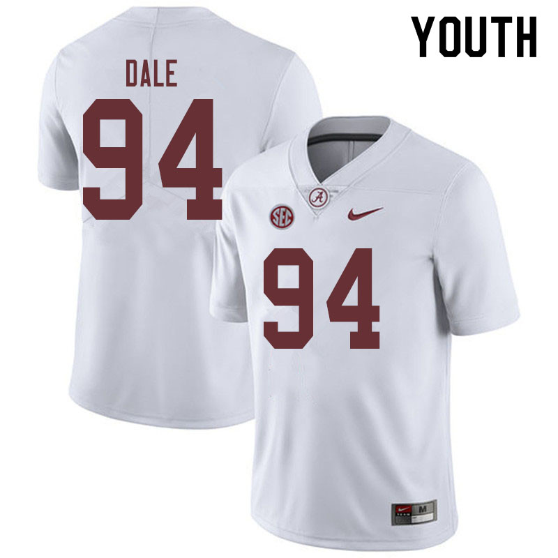 Youth #94 DJ Dale Alabama Crimson Tide College Football Jerseys Sale-White